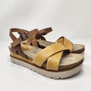 Josef Seibel Clea 10 Wedge Platform Sandal Women Size 41 US 10 Yellow Brown
